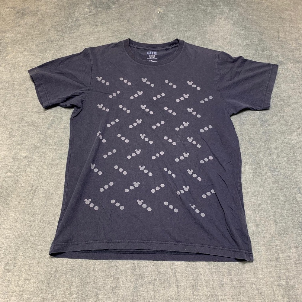 Uniqlo UT Disney T Shirt Men Medium Blue Mickey Mouse Print Cotton Everyday Wear